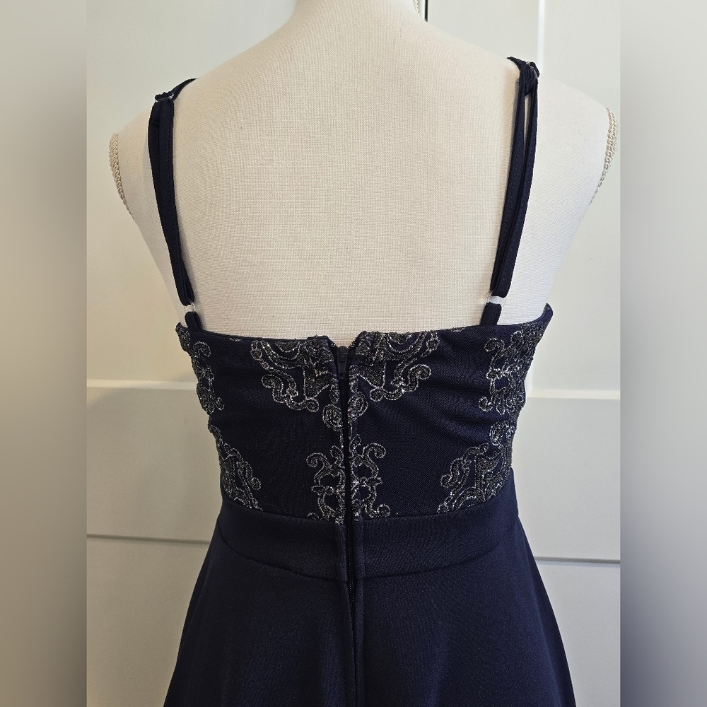 Speechless Blue and Silver Tiered Cocktail Dress - Picture 8 of 9